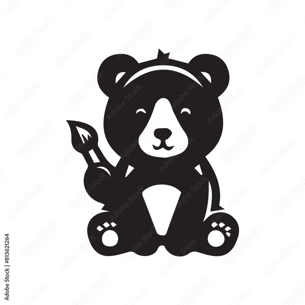 monochrome panda image playing monochrome panda image playing