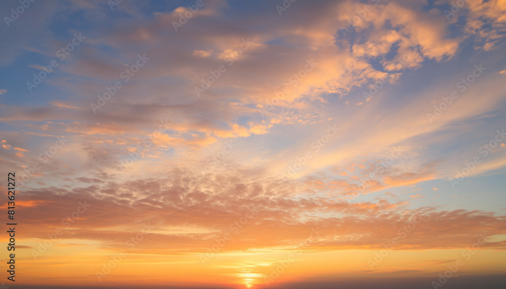 Real majestic sunrise sundown sky background with gentle colorful clouds. Real majestic sunrise sundown sky background with gentle colorful clouds.