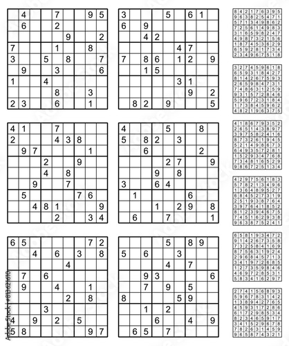 Sudoku game set  with answers.