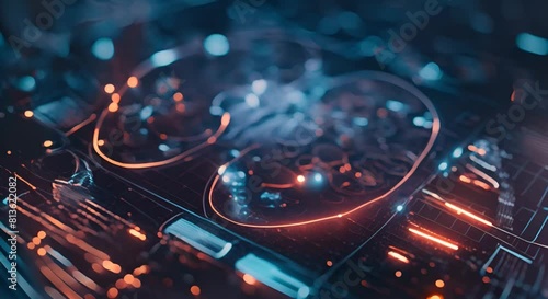 Wallpaper Mural futuristic medical research or kidney health care with diagnosis and vitals infographic Torontodigital.ca