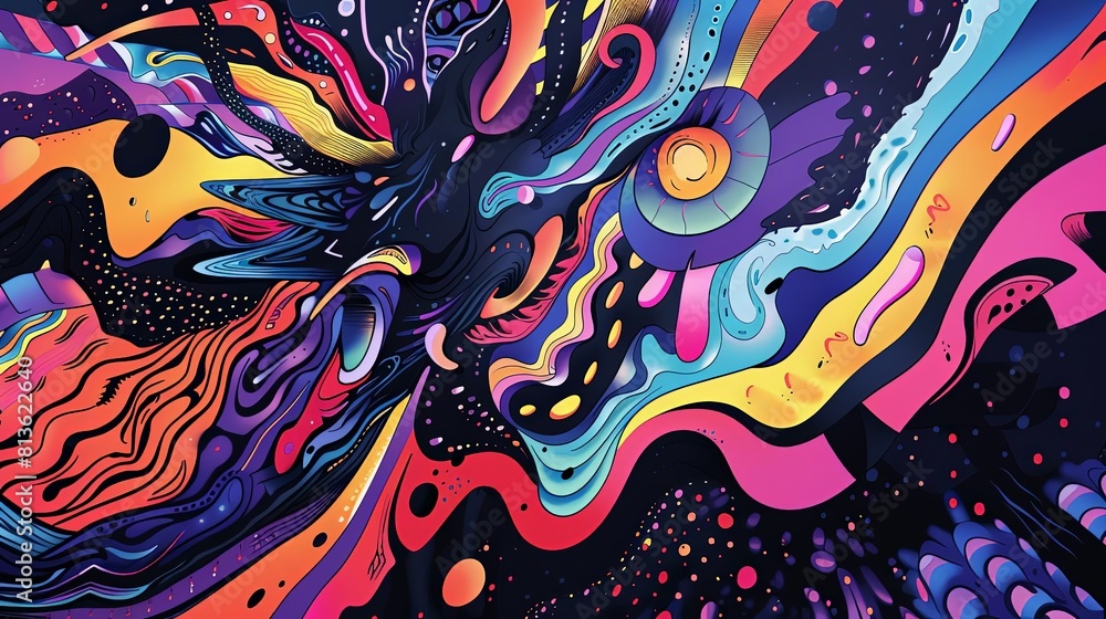 psychedelic odyssey of the art a colorful array of objects including a vase, a sculpture, a painting, and a book arranged in a whimsical pattern psychedelic odyssey of the art a colorful array of objects including a vase, a sculpture, a painting, and a book arranged in a whimsical pattern