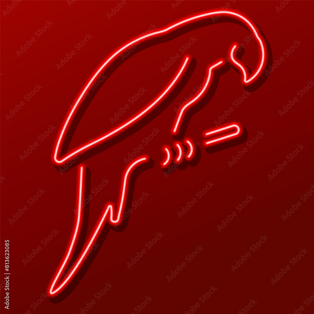 parrot neon sign, modern glowing banner design, colorful modern design trend. Vector illustration.