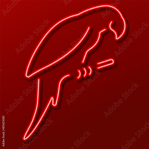 parrot neon sign, modern glowing banner design, colorful modern design trend. Vector illustration.