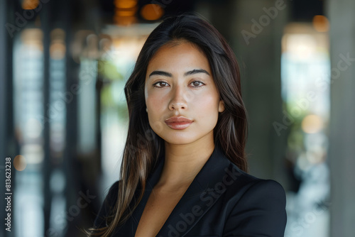 Confident Latin businesswoman wearing business suit in office workspace. Successful female business person portrait Free Download Confident Latin businesswoman wearing business suit in office workspace. Successful female business person portrait - GFXLoad