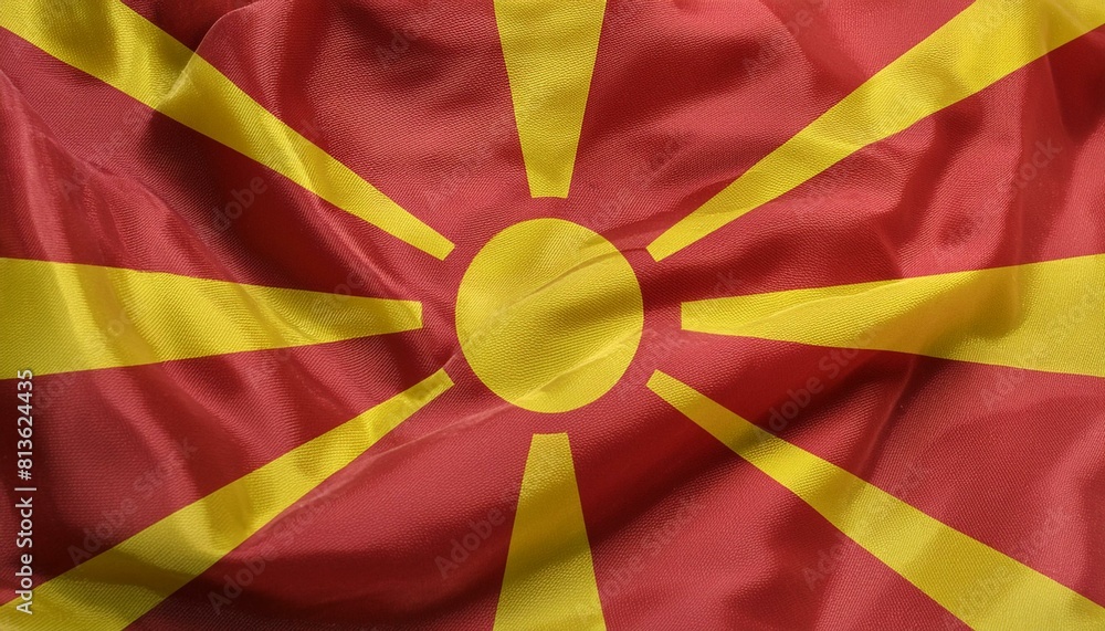 Fabric and Wavy Flag of North Macedonia Fabric and Wavy Flag of North Macedonia