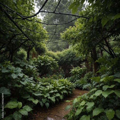 rainy path in the forest