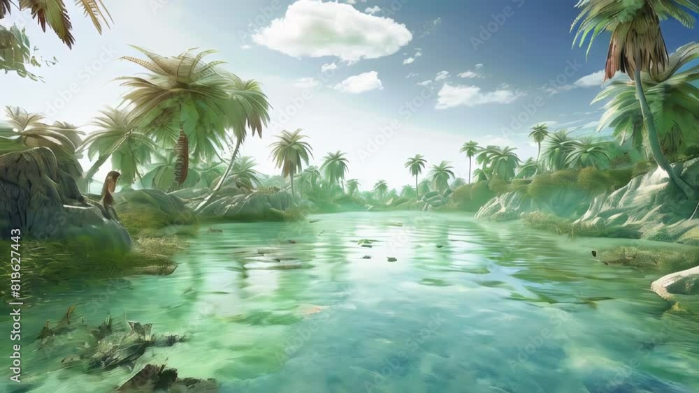 Game background: 10,000 BC forests near lakes were home to diverse aquatic creatures and vegetation, maintaining the natural world's biodiversity, home for a range of water species. AI-generated Game background: 10,000 BC forests near lakes were home to diverse aquatic creatures and vegetation, maintaining the natural world's biodiversity, home for a range of water species. AI-generated