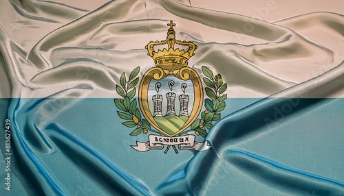 Fabric and Wavy Flag of San Marino