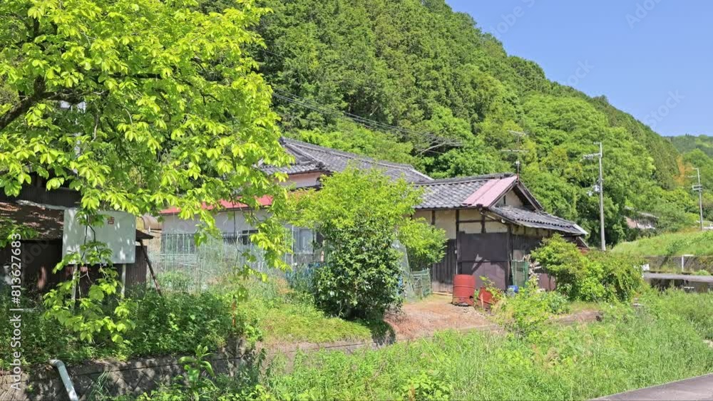 a traditional private house in a rural village deep in the mountains of Japan a traditional private house in a rural village deep in the mountains of Japan