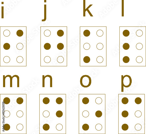 vector illustration sketch design drawing of domino cards for games and braille letters for blind people with disabilities