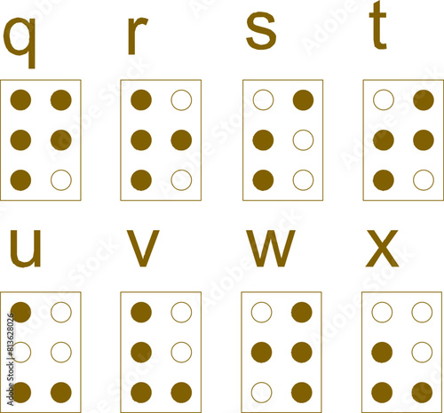 vector illustration sketch design drawing of domino cards for games and braille letters for blind people with disabilities