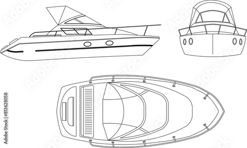 vector illustration sketch design drawing of fast boat marine vehicle for international competitions