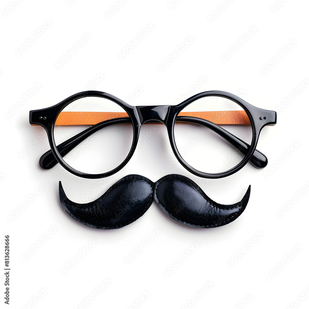 Aprils fools day glasses with moustache isolated on white background