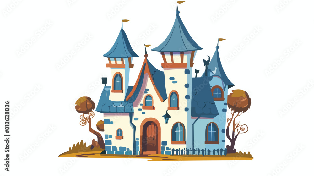 Cute fairytale home medieval castle. Small tiny fairy