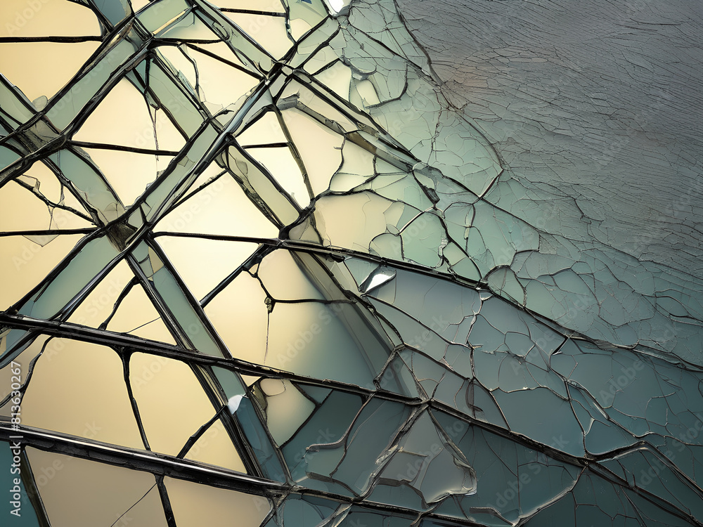 Fototapeta premium The glass has cracks.