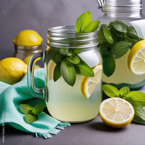  jar glasses of lemonade with mint