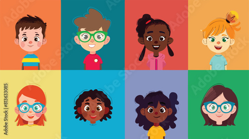 Cute little pupils on color backgroundd Vector style vector