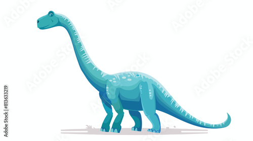 Cute long-necked dinosaur isolated on white background