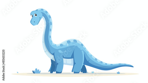 Cute long-necked dinosaur isolated on white background