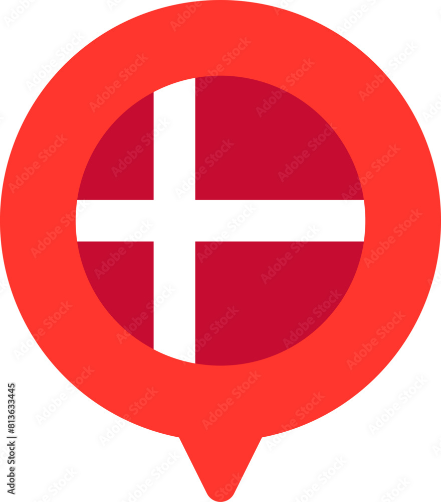 Obraz premium Denmark flag On Pin icon