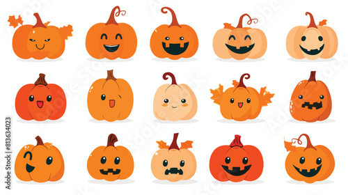 Cute pumpkins. Emoji pumpkin. Smile vegetable