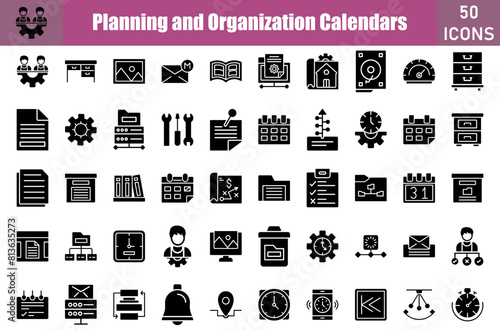 Planning and Organization Calendars Icons Set.Web and mobile icons.Vector illustration