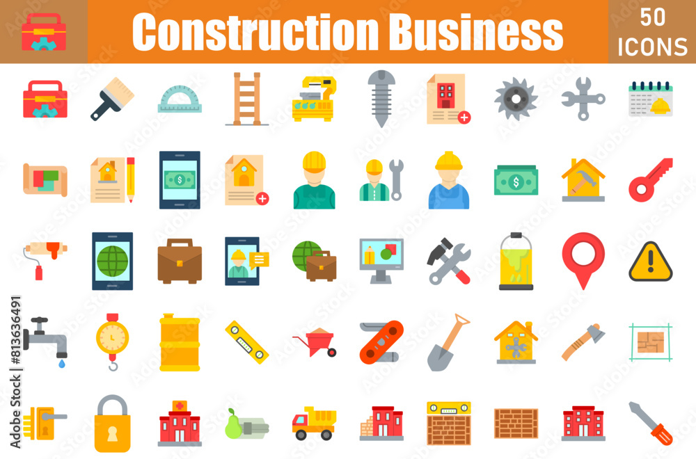 Construction Bussiness Icons Set.Web and mobile icons.Vector illustration Construction Bussiness Icons Set.Web and mobile icons.Vector illustration