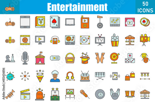 Entertainment Icons Set.Web and mobile icons.Vector illustration