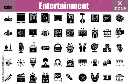 Entertainment Icons Set.Web and mobile icons.Vector illustration