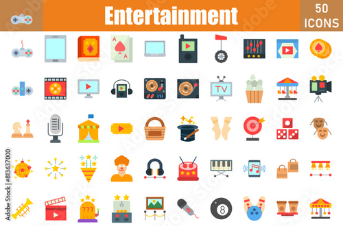 Entertainment Icons Set.Web and mobile icons.Vector illustration