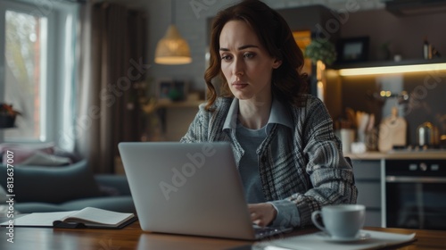 Woman Concentrating on Laptop Work