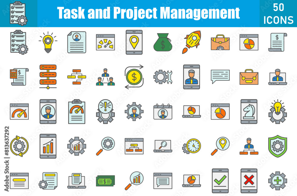 Task and Project Management Icons Set.Web and mobile icons.Vector illustration Task and Project Management Icons Set.Web and mobile icons.Vector illustration