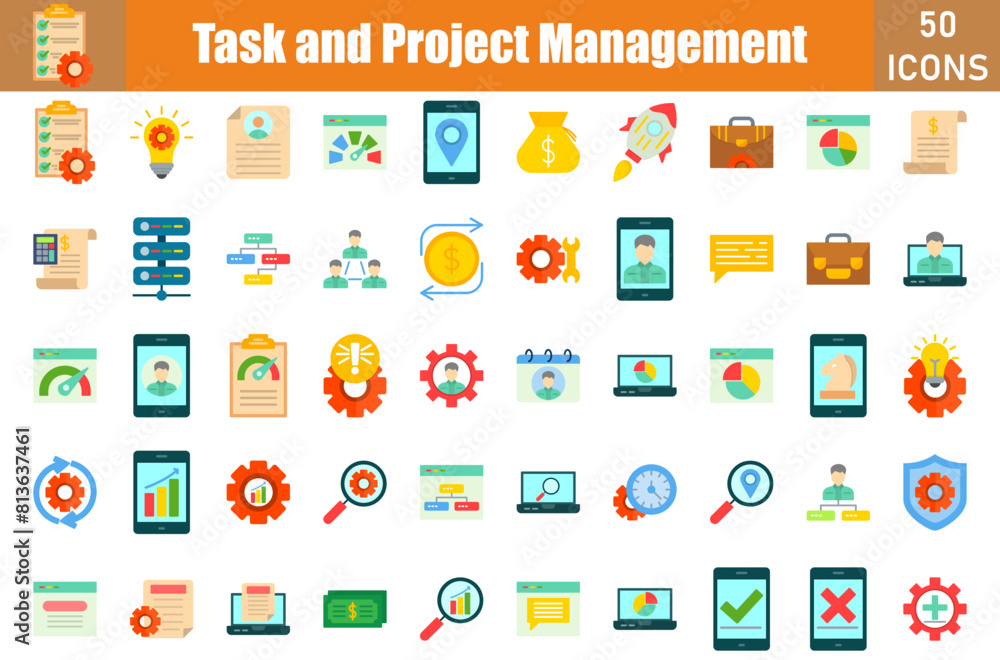 Task and Project Management Icons Set.Web and mobile icons.Vector illustration Task and Project Management Icons Set.Web and mobile icons.Vector illustration
