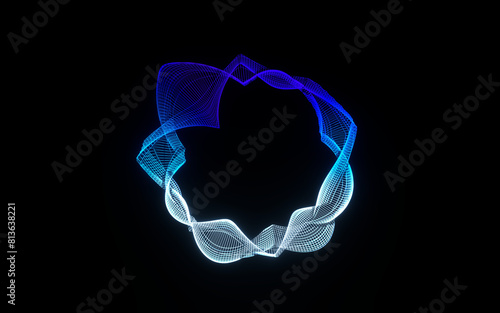 Futuristic colorful sphere of lines. Network connection big data. Abstract technology background. Place for text. 3d rendering.