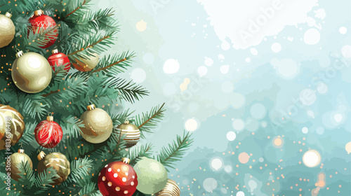 Decorated Christmas tree on light backgroundd with sp