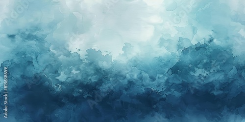 Abstract teal watercolor background with dark blue stormy sky texture.