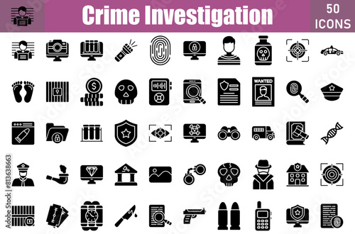 Crime Investigation Icons Set.Web and mobile icons.Vector illustration
