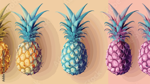 Decorative pineapples on color background Vector style