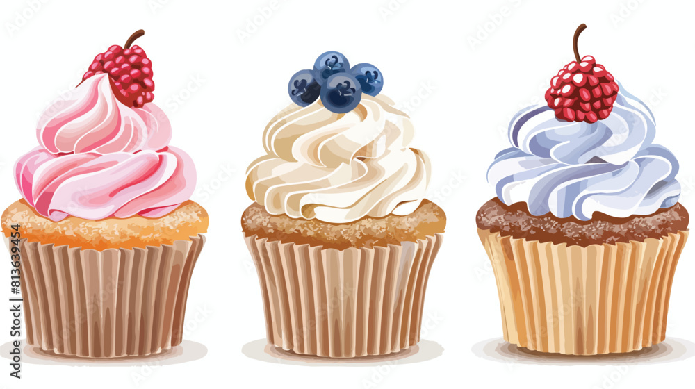 Delicious cupcake on white backgroundd Vector style vector