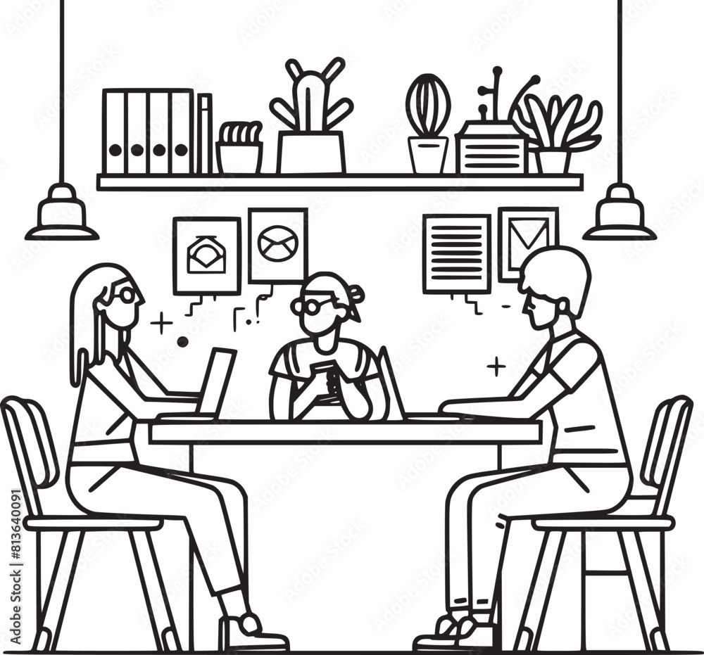 vector illustrations with flat cartoon characters working in office, co-working space or remotely at home, freelance, self-employment. People work at computers and laptops in modern interior. vector illustrations with flat cartoon characters working in office, co-working space or remotely at home, freelance, self-employment. People work at computers and laptops in modern interior.