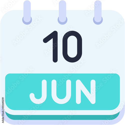 Vector Icon Calendar, june, ten, 10, calendar date, monthly calendar, time and date, month, schedule