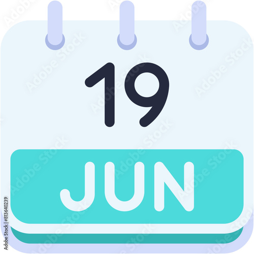 Vector Icon Calendar, june, nineteen, 19, calendar date, monthly calendar, time and date, month, schedule