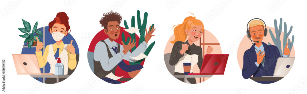 Office Worker Man and Woman Character Vector Set Office Worker Man and Woman Character Vector Set