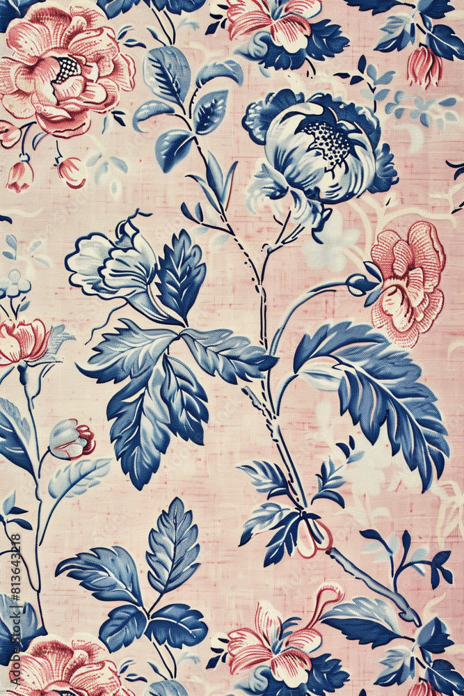 blue floral accent wallpaper fabric 5, in the style of polychrome terracotta, light white and dark red blue floral accent wallpaper fabric 5, in the style of polychrome terracotta, light white and dark red