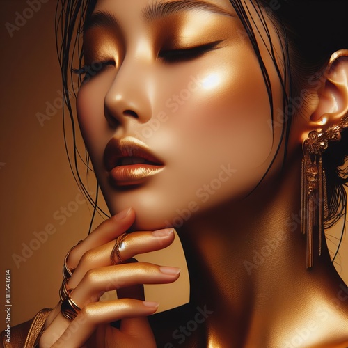 Close-up of an Asian woman full of pure beauty