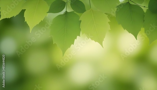 Lush green leaves on a tree branch with a blurred background, showcasing the beauty of nature in a serene setting