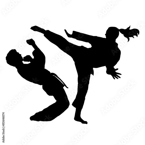 silhouette of self defense or martial art photo