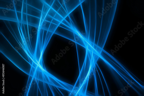 A photo with abstract content, taken at a long exposure, blue blurred stripes on a black background, a beautiful abstract background photo