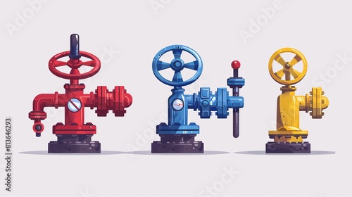 Steam valves flat design side view thermal systems theme water color Tetradic color scheme photo