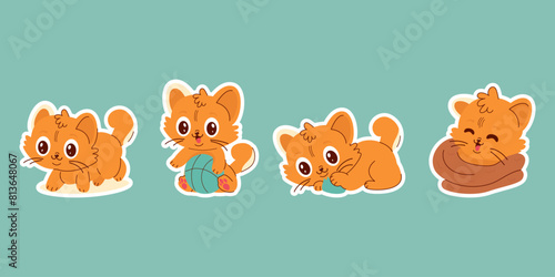 Cute funny character cartoon  cat sticker